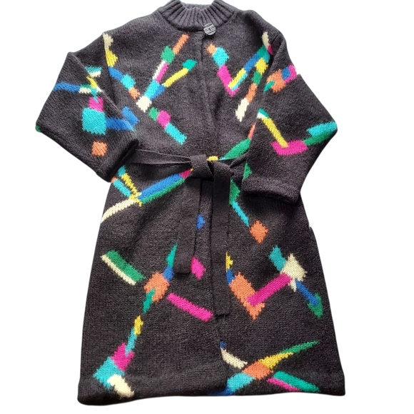 Cervelle Vintage Black and Multicolored Abstract Shapes Sweaters Oversized - Picture 14 of 16